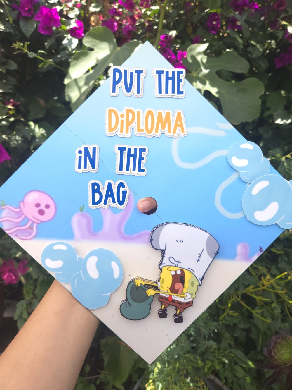 SpongeBob Graduation Cap Topper - Blue Decor Decoration Birrete Hat